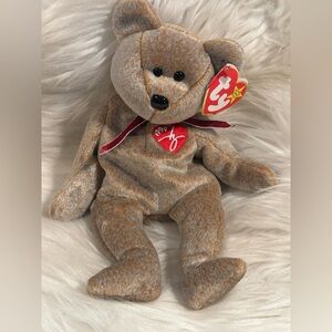 Rare 1999 Signature Bear Ty Beanie Baby, Tag Errors PE Pellets